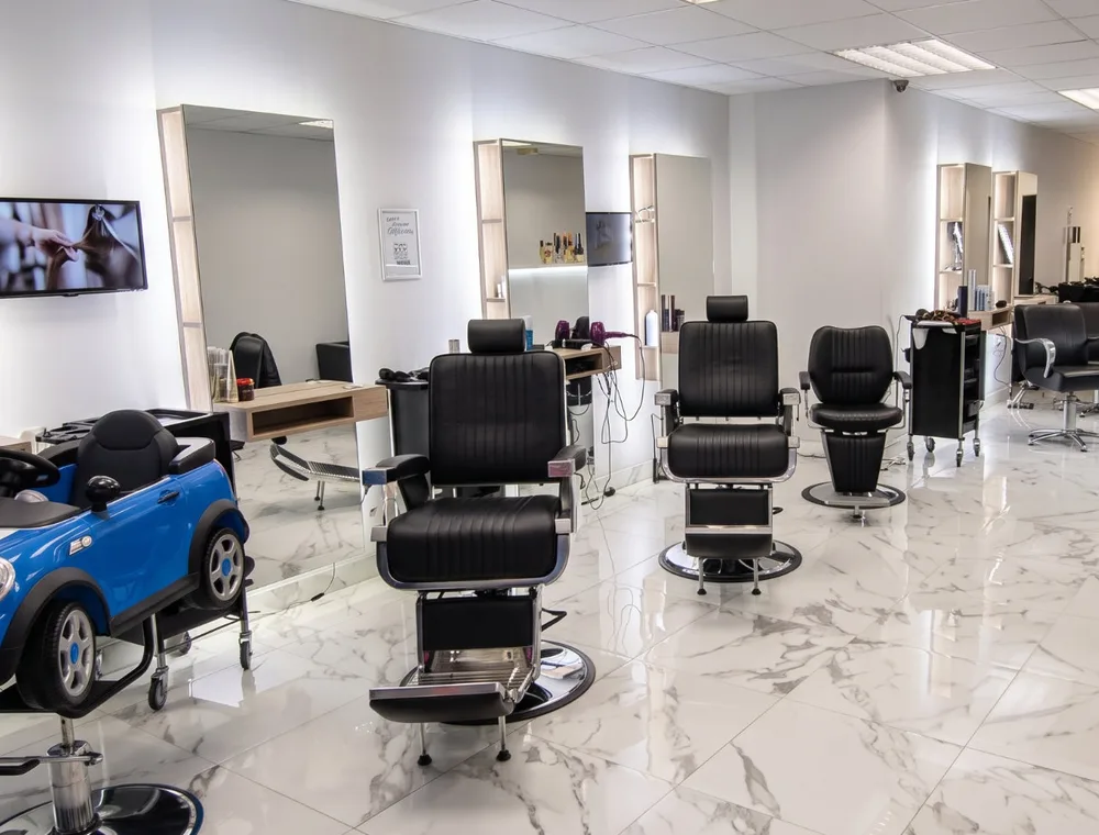 Bright interior of the Twickenham hair salon